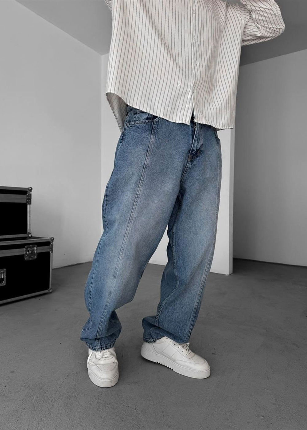 Baggy Jean με Τονισμένη Μπροστινή Ραφή – Γαλάζιο – 4