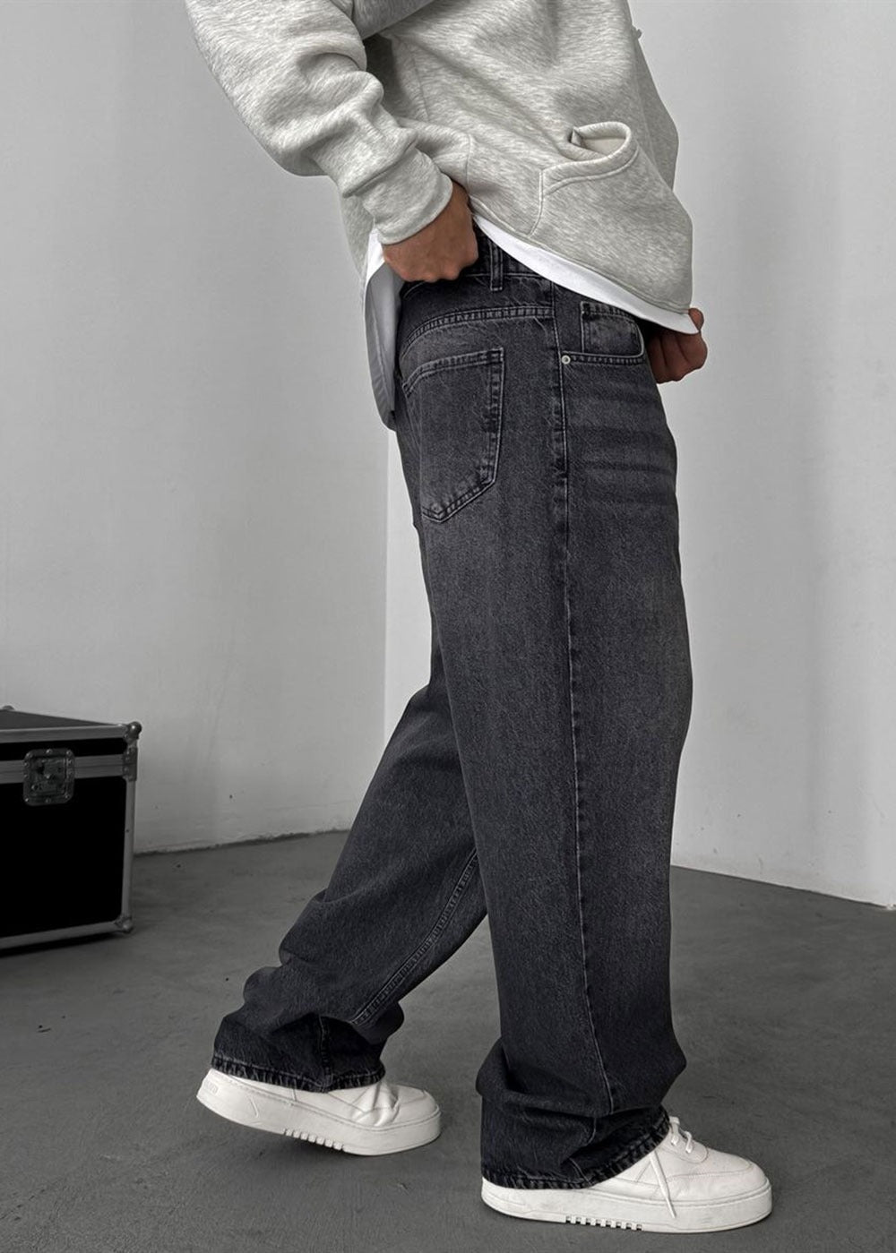 Baggy Relax Denim Τζιν Παντελόνι Ξεβαμμένο – Ανθρακί – 5