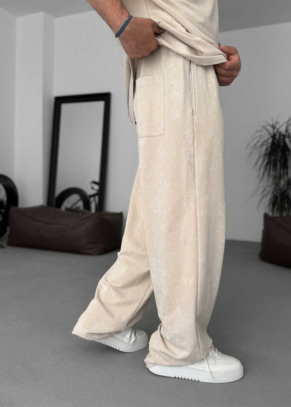 “Acid Wash” Jogger σε Ίσια Γραμμή Premium Chill – Μπεζ – 5
