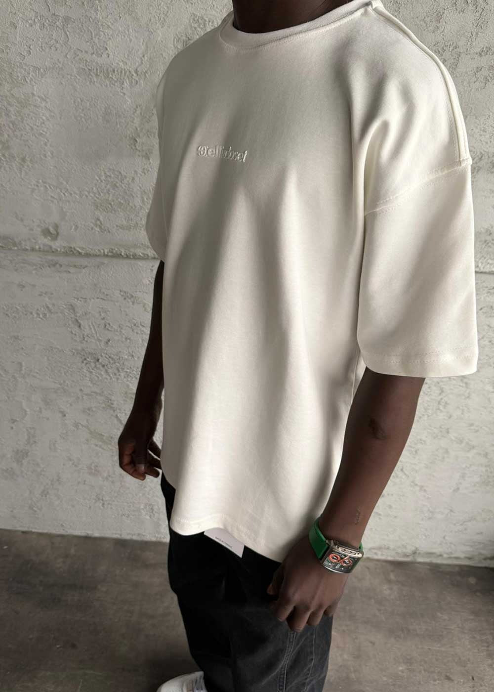 Basic Oversized T-Shirt Με Λογότυπο – Λευκό – 6