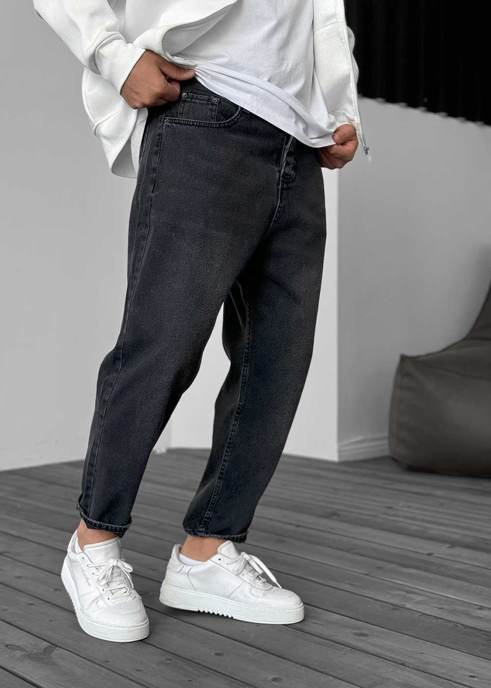 Παντελόνι Loose Fit Jean Με Εφέ Πλυσίματος - Μαύρο – 6