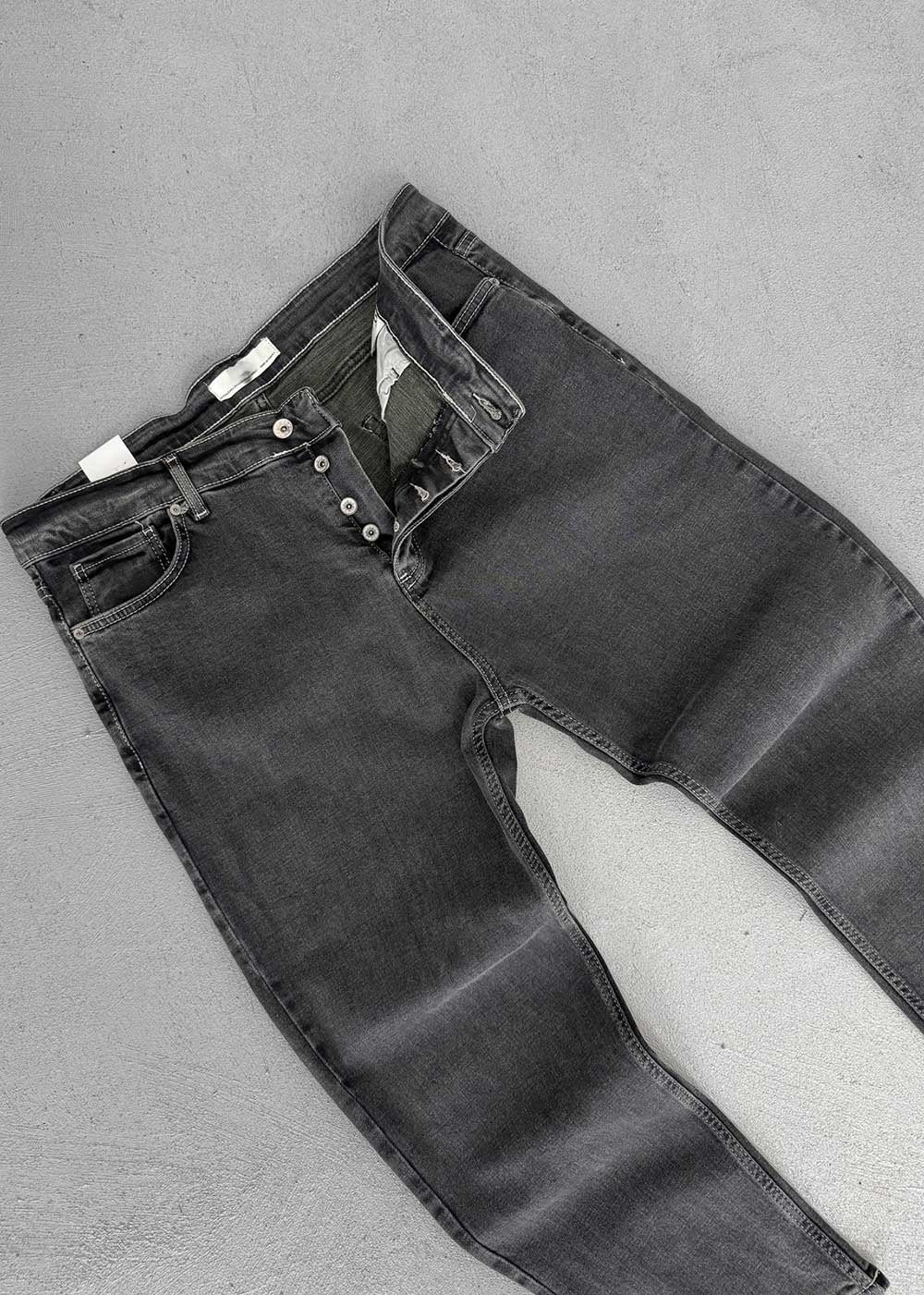 Παντελόνι Τζιν Loose Fit Με Ραφές Και Ελαστάν - Σκούρο Ανθρακί – 6