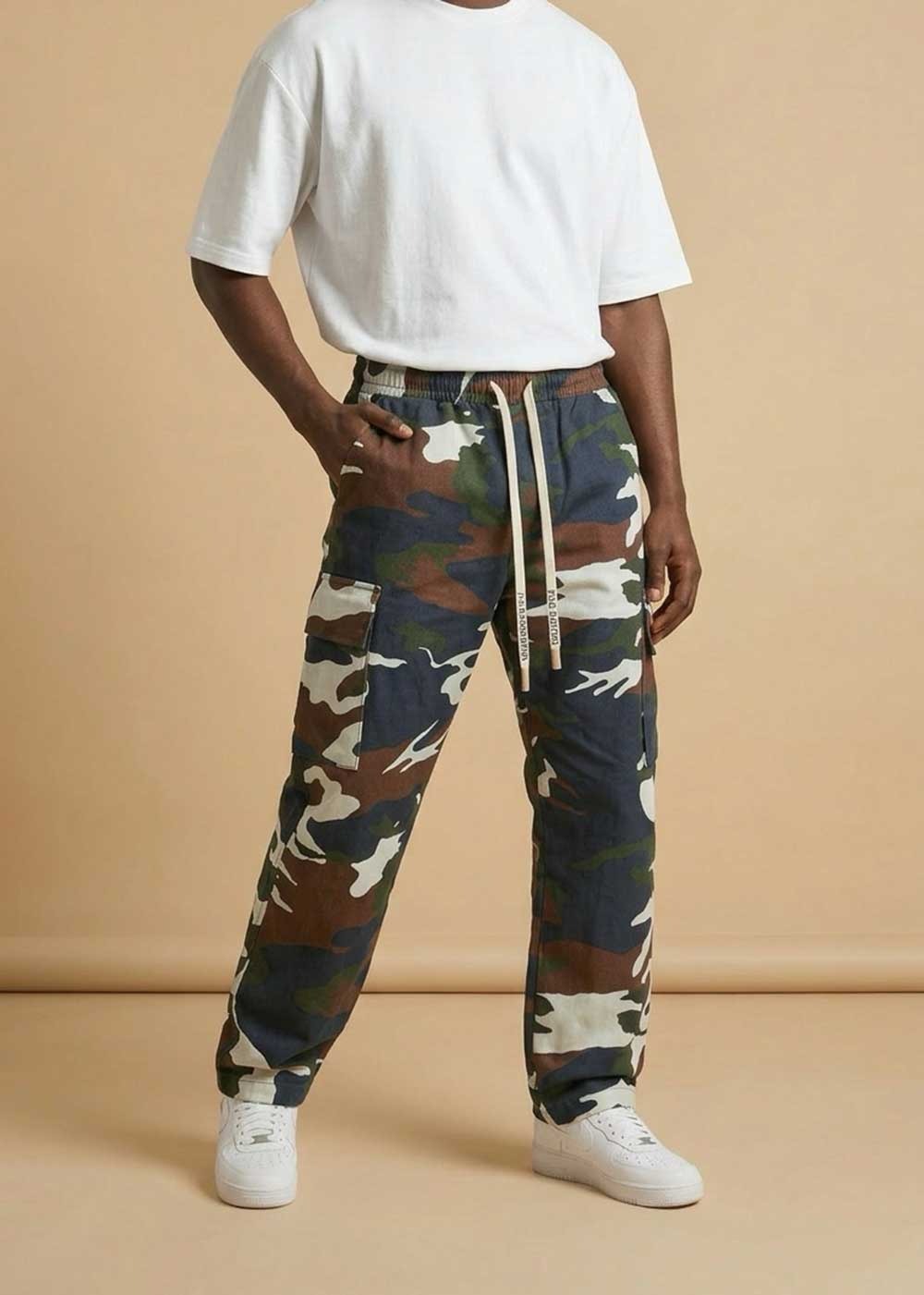 Camo Cargo Baggy Παντελόνι με Λάστιχο στη Μέση – Dark Blue – 6