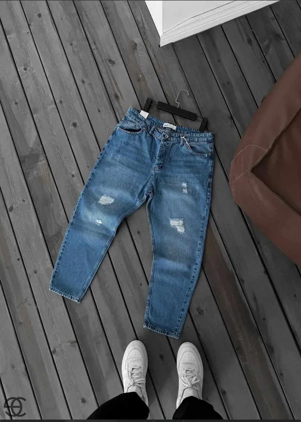 Παντελόνι Loose Fit Jean Με Σκίσιματα -Μπλε – 5