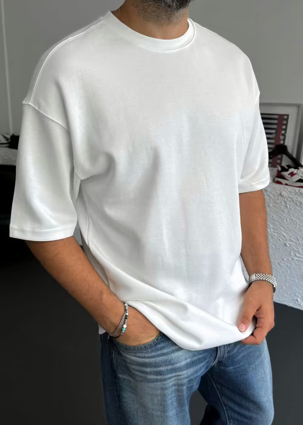 Oversized Basic T-Shirt – Λευκό – 6