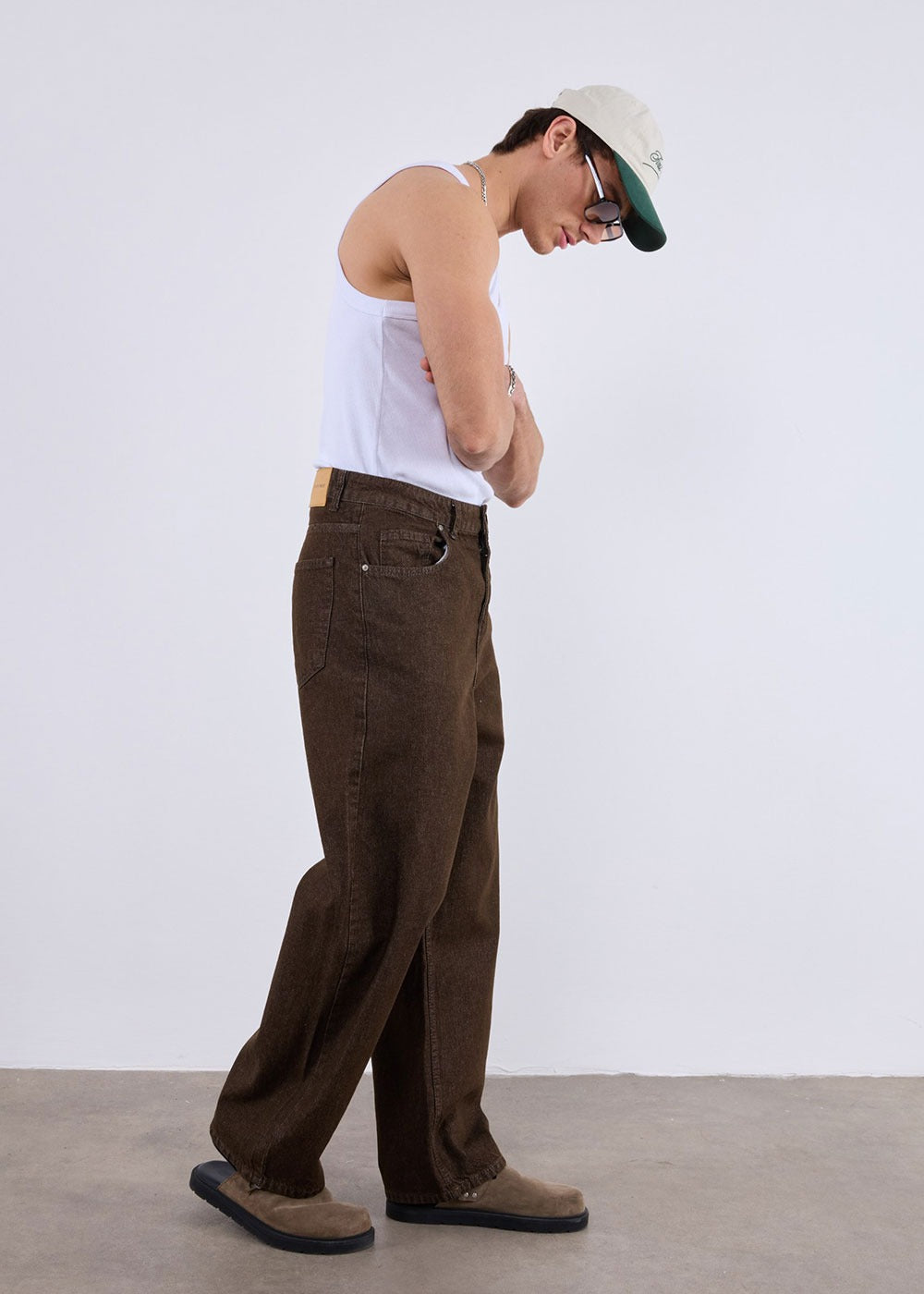 Relaxed Baggy Denim Παντελόνι – Καφέ – 6