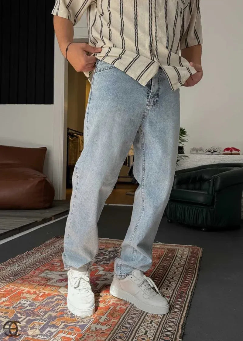 Παντελόνι Baggy Jean Πετροπλυμένο - Γαλάζιο του πάγου – 2