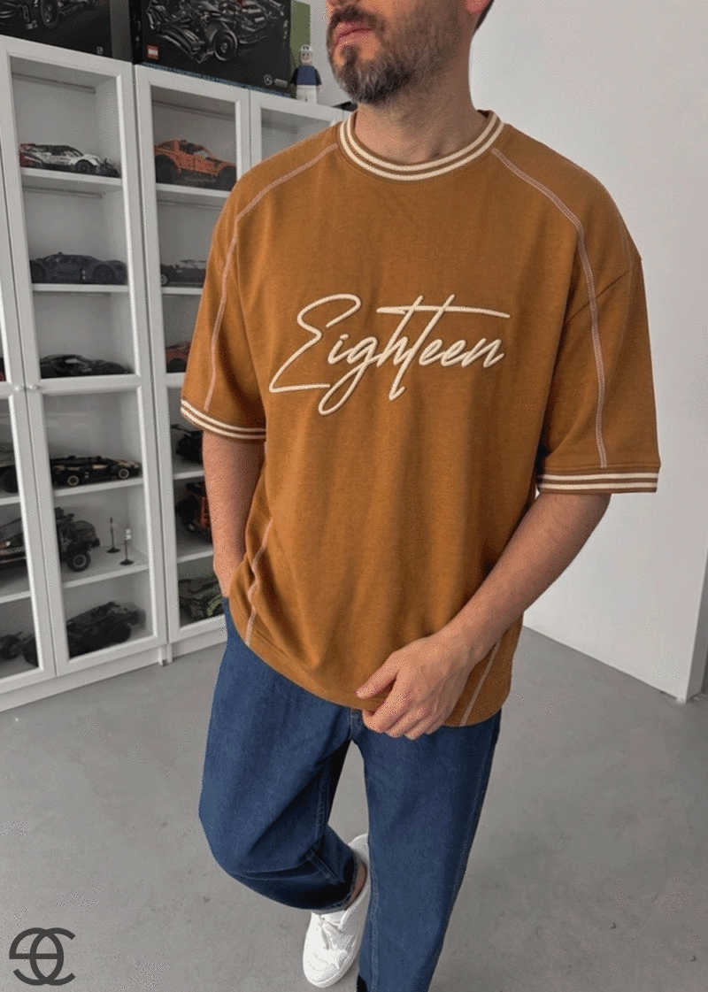 Oversized T-Shirt Eighteen- Καφέ – 2