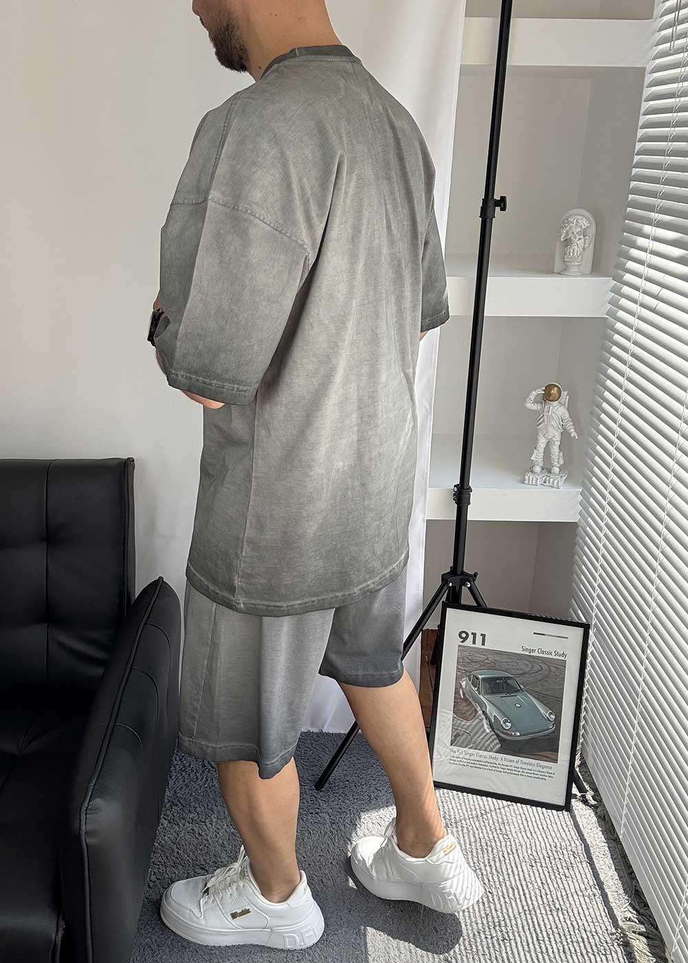 Basic Oversized Σετ Acid Wash – Ξεβαμμένο Γκρι