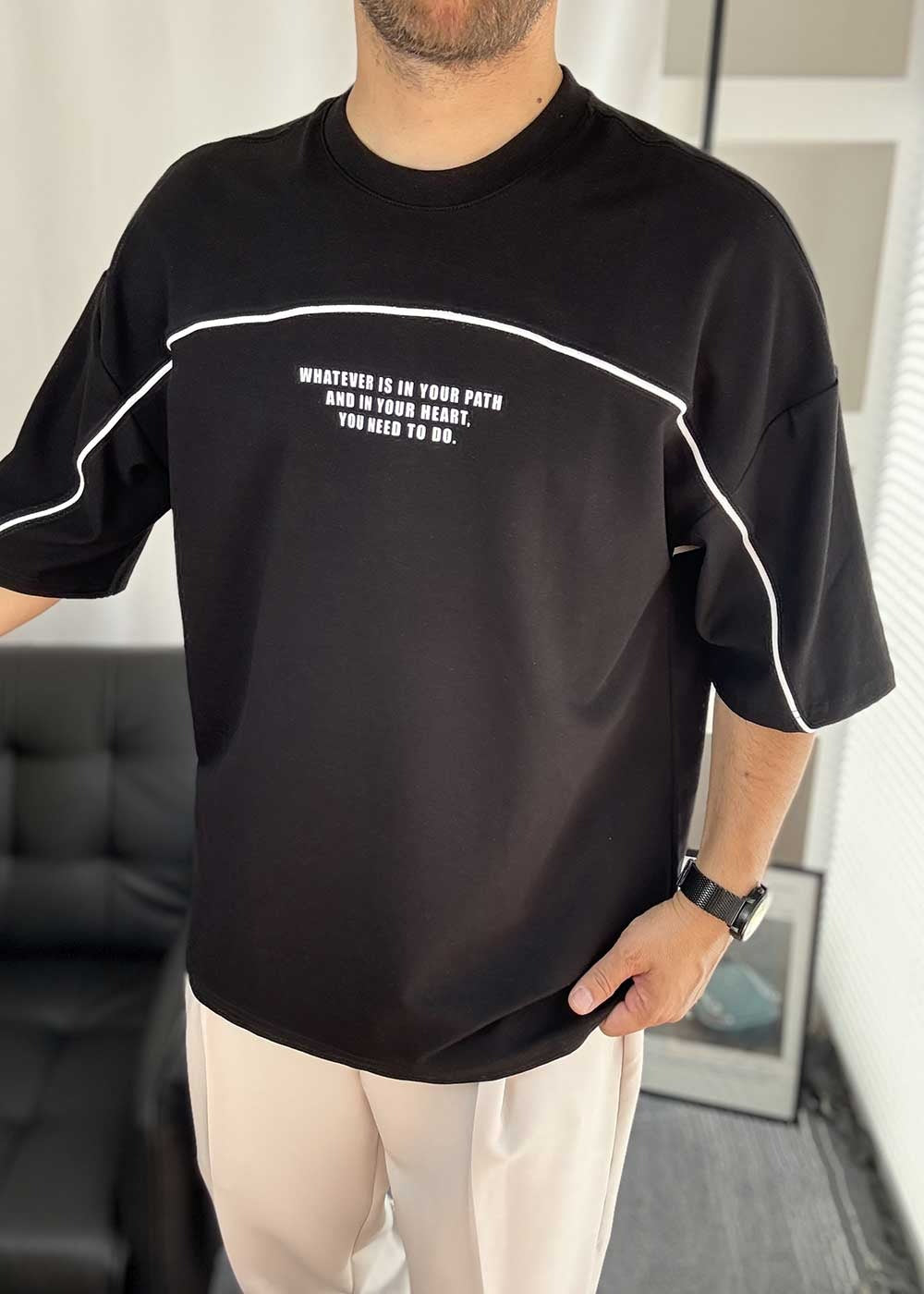 Walk this Path Oversized T-Shirt Ρέλι – Μαύρο – 3