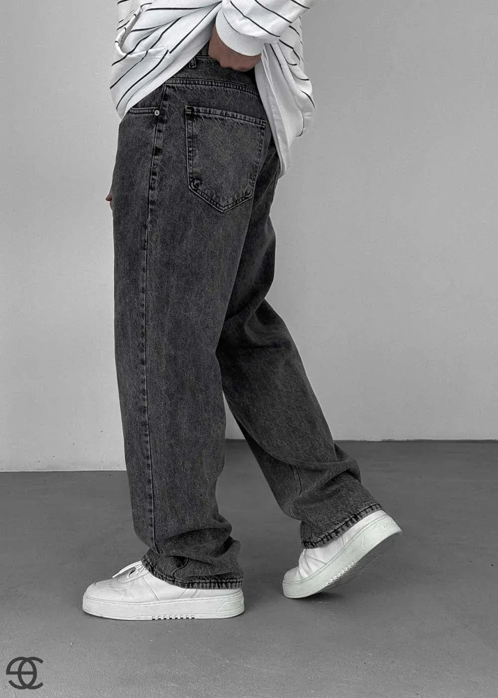 Baggy Relax Denim Τζιν Παντελόνι Με Ξεβαμμένο Εφέ – Ανθρακί – 5
