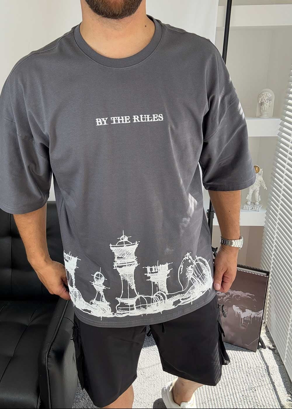 Oversized T- shirt By The Rules – Ανθρακί – 6