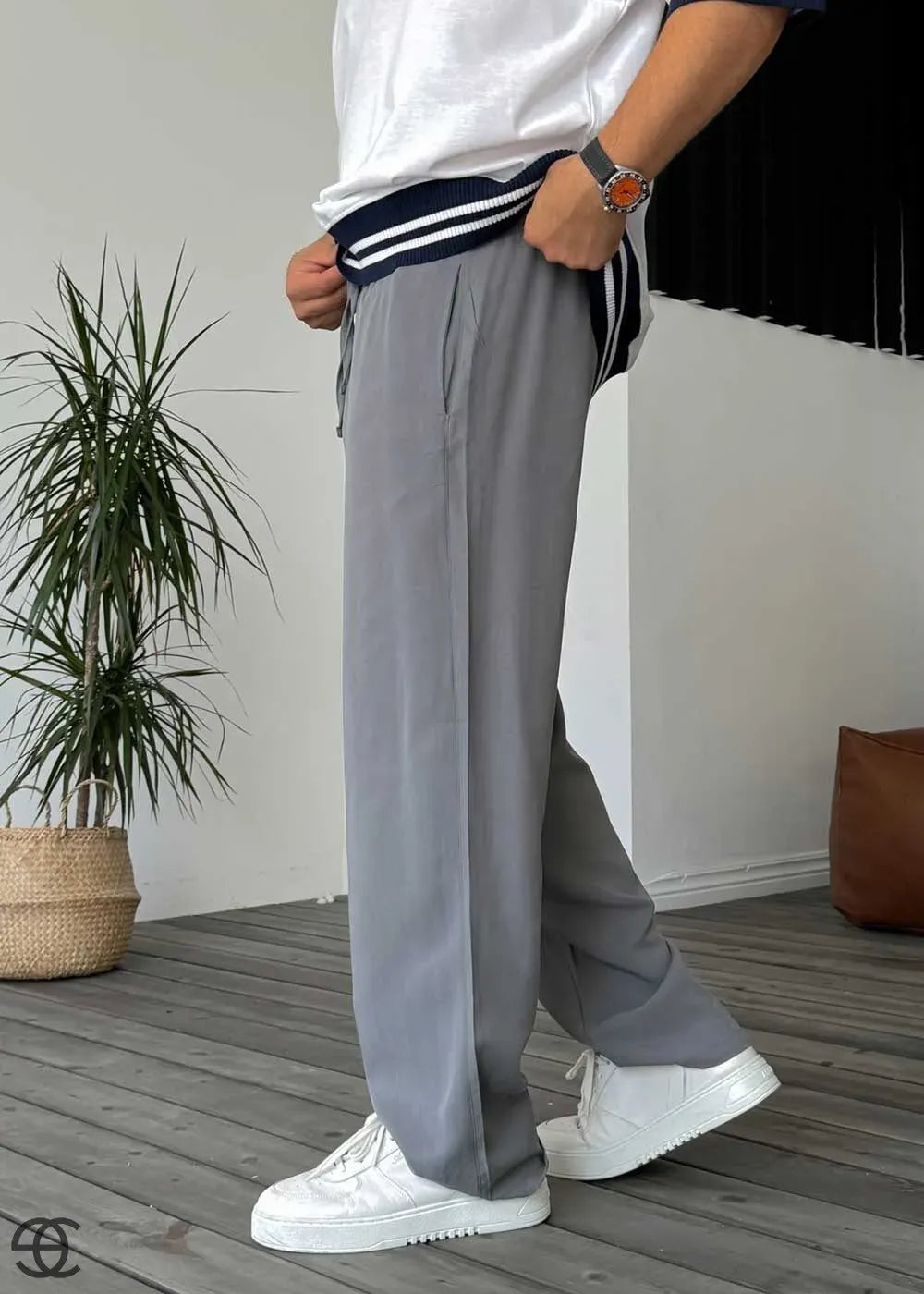 Baggy Παντελόνι Σε Tencel Ύφανση – Γκρι – 6