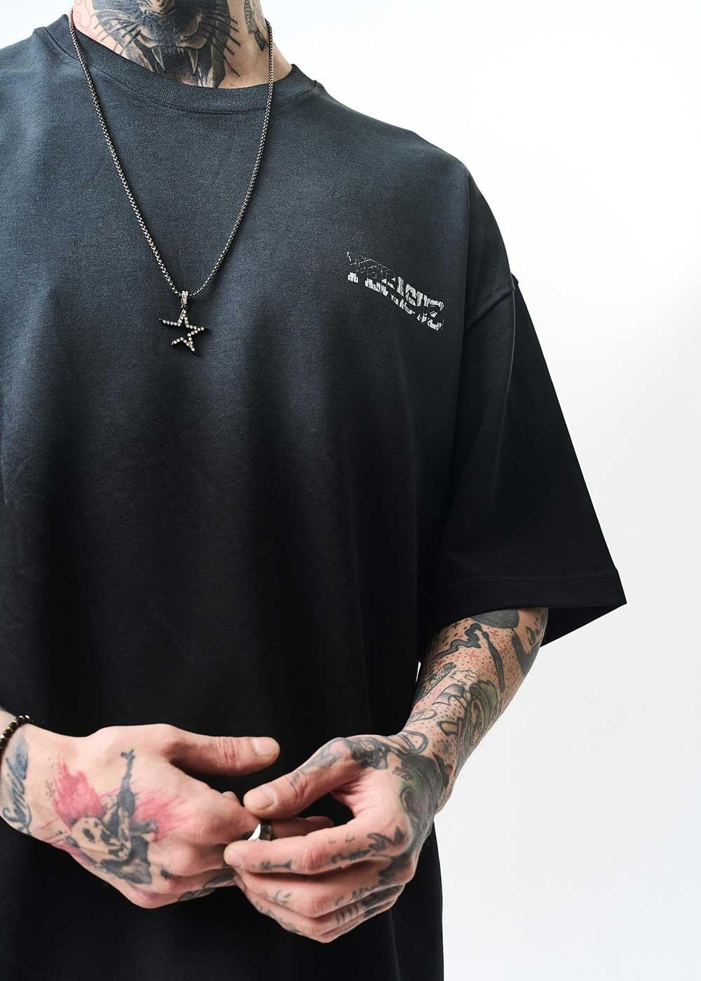 Pegasus Oversized T-Shirt Με Εφέ Πλυσίματος - Μαύρο – 3
