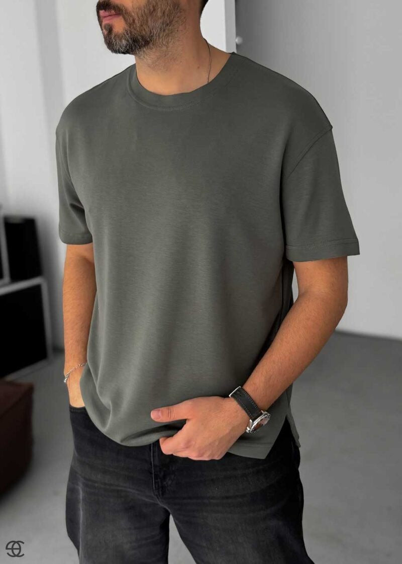 Modal Suprem T-Shirt Κανονικής Γραμμής – Χακί – 4