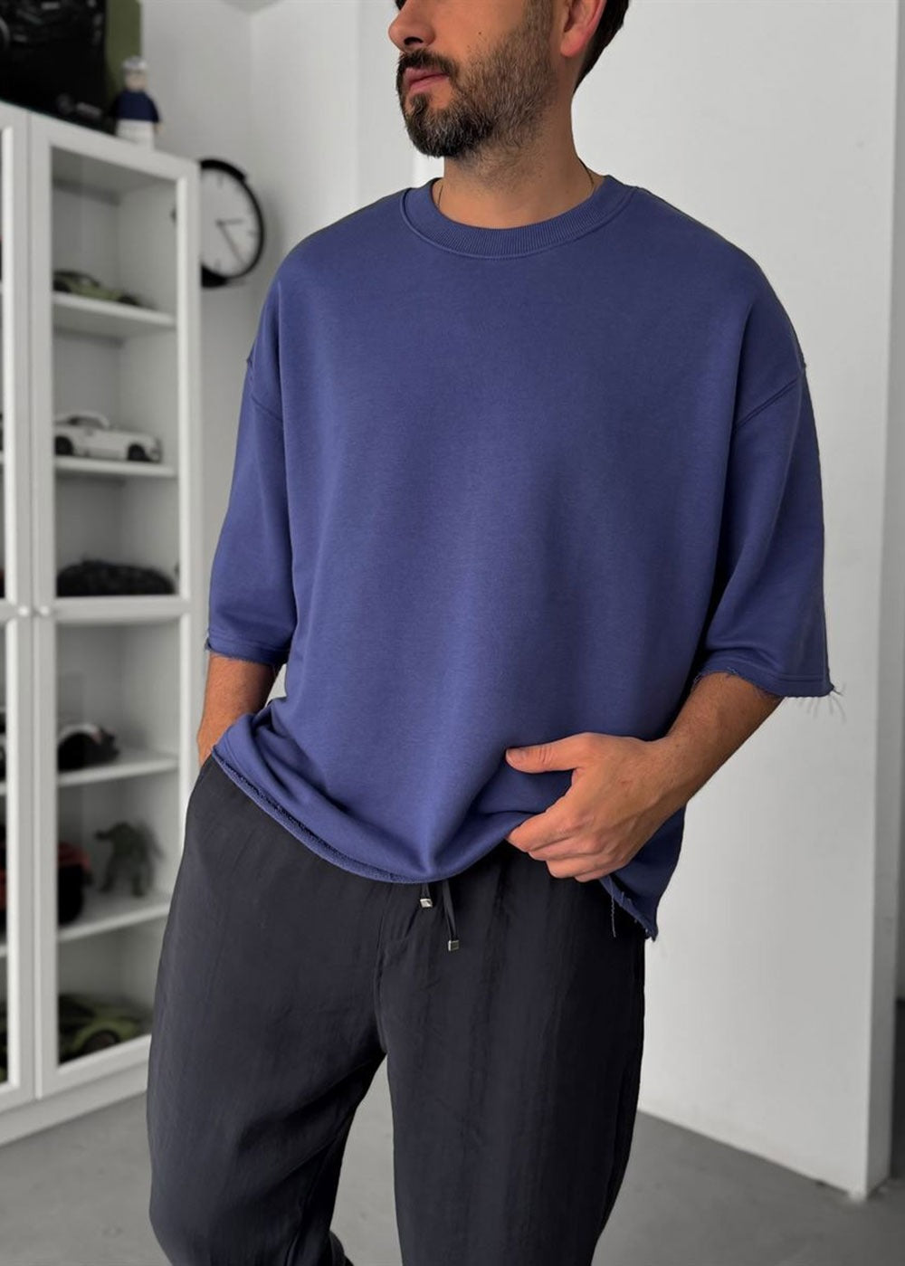 Oversized T-Shirt Τριπλής Ύφανσης – Μπλε – 6