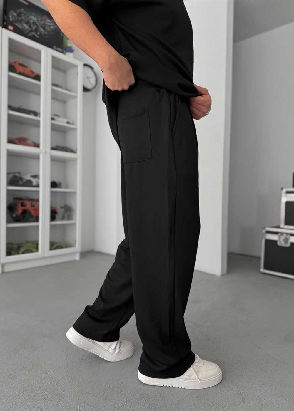 Embossed Modal Oversized T-Shirt & Relaxed Jogger Σετ – Μαύρο – 6