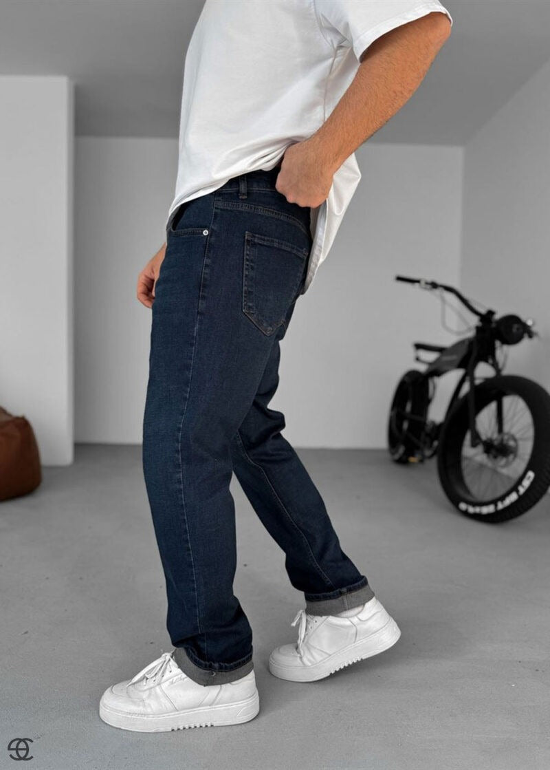 Regular Fit Τζιν  Με Ελαστικότητα – Σκούρο Μπλε Ξεβαμμένο – 3