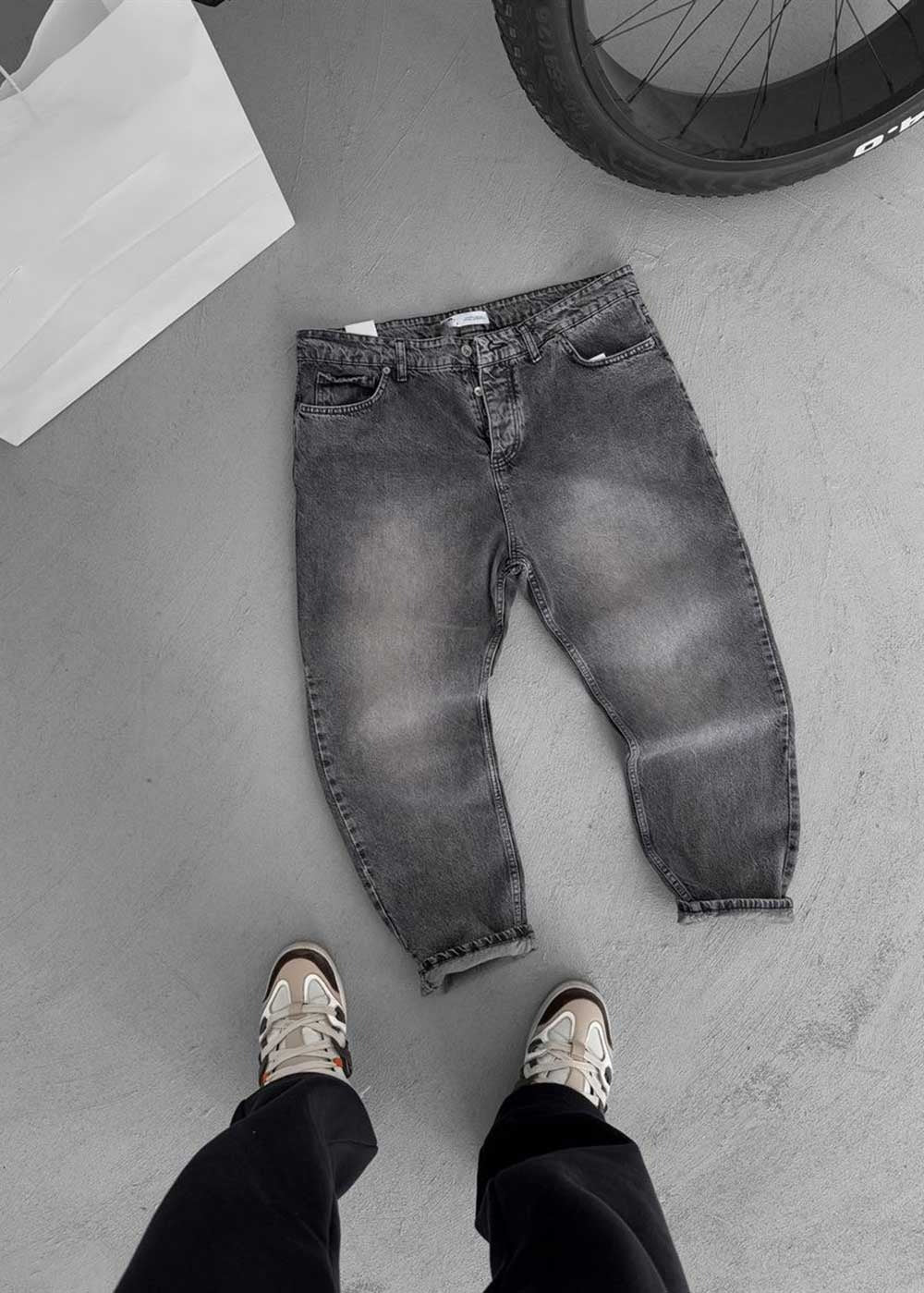 Παντελόνι Τζιν Loose Fit  Ξεβαμμένο Εφέ – Ανθρακί – 6