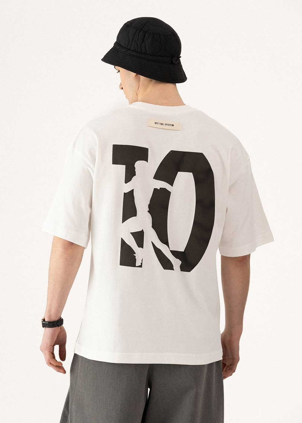Oversized T-Shirt με Diego Graphic Πλάτης – Λευκό – 7