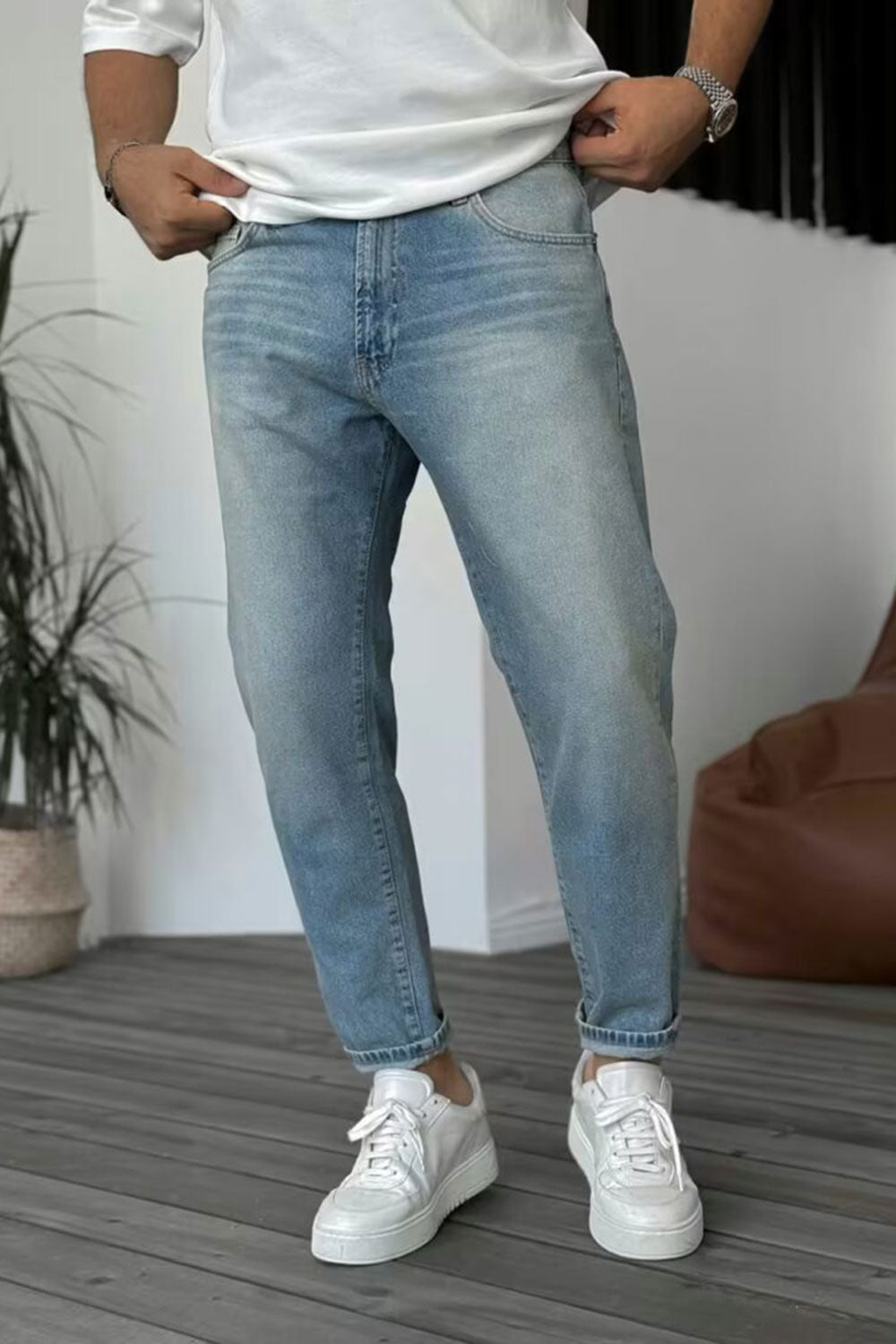 Παντελόνι Τζιν Loose Fit Πετροπλυμένο – Γαλάζιο