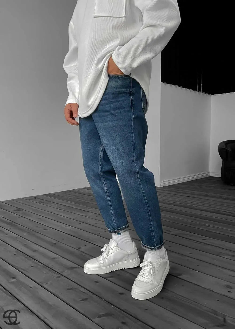 Παντελόνι Τζιν Loose Fit επεξεργασμένο – Μπλε – 6