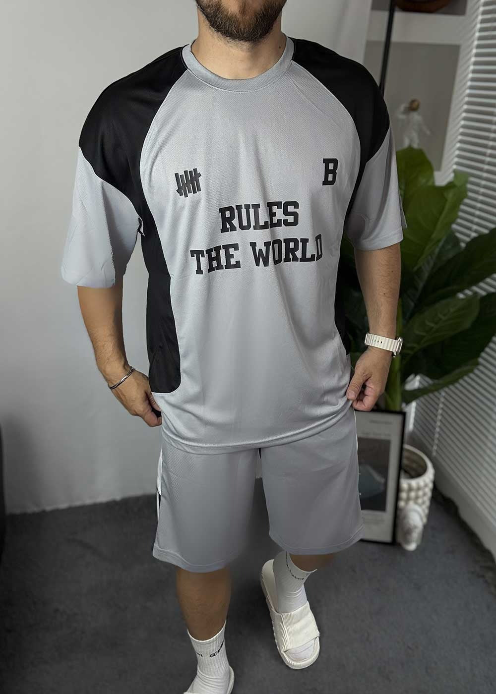 Αθλητικό Σετ Tshirt και Βερμούδα Rules the World – Γκρι – 7