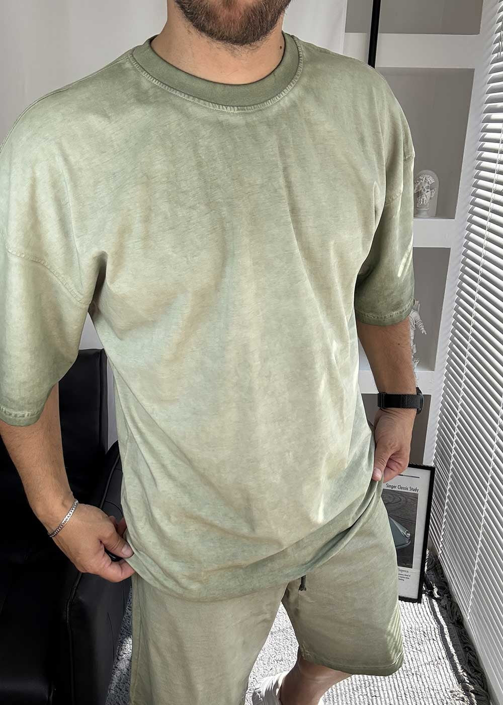 Basic Oversized Σετ Acid Wash – Ξεβαμμένο Πράσινο – 6