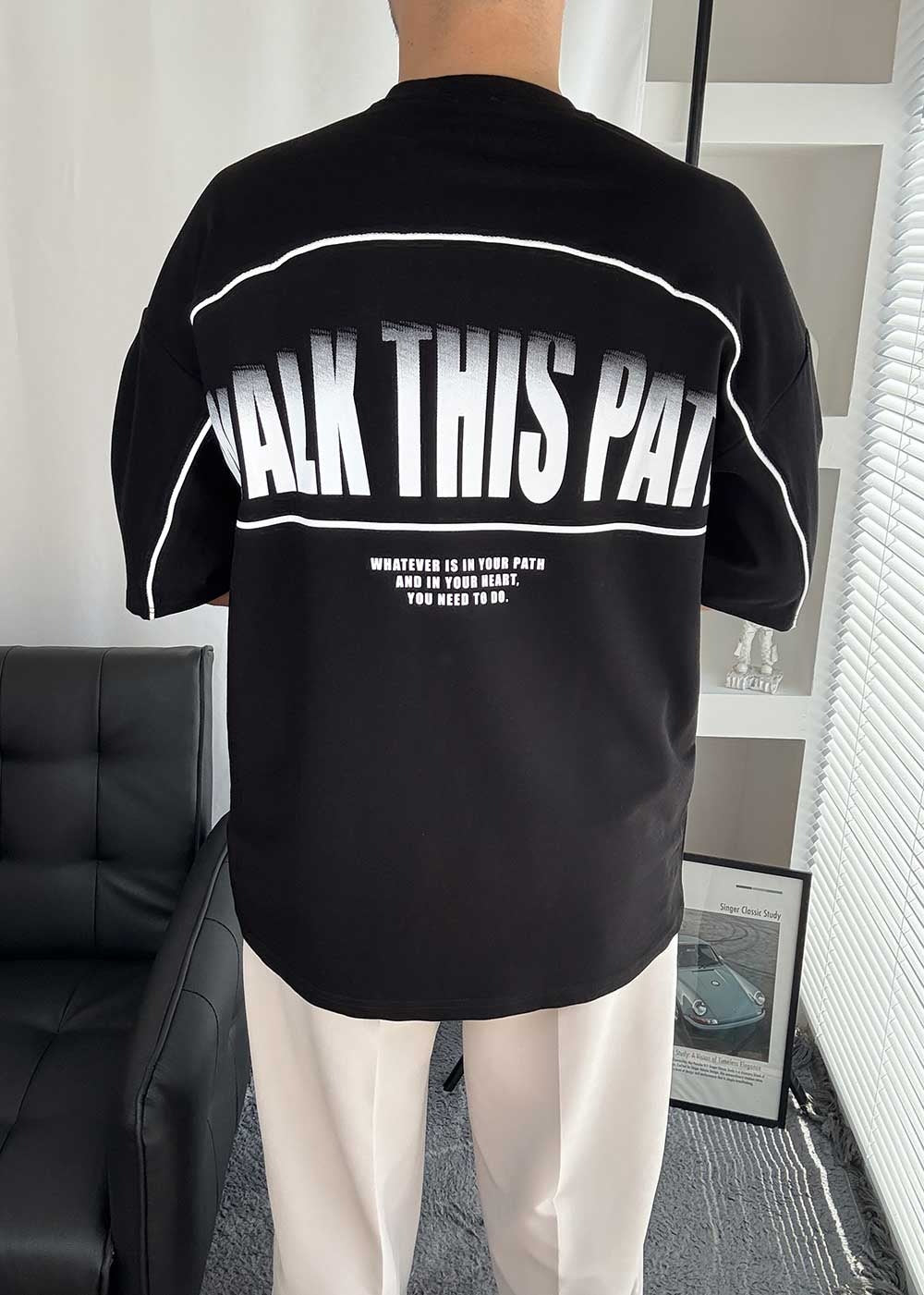 Walk this Path Oversized T-Shirt Ρέλι – Μαύρο