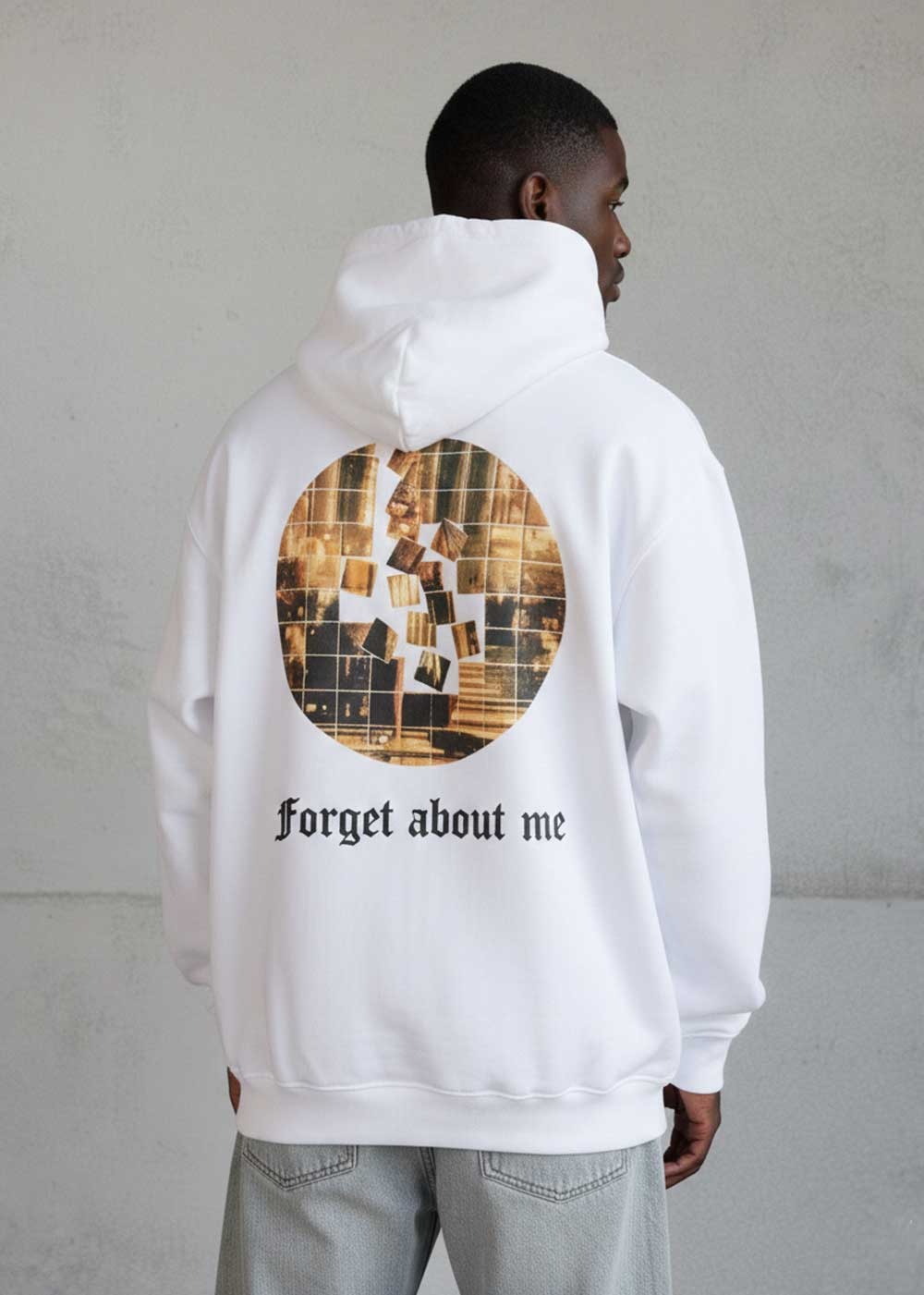 Φούτερ με Κουκούλα και Στάμπα Forget about me - Λευκό