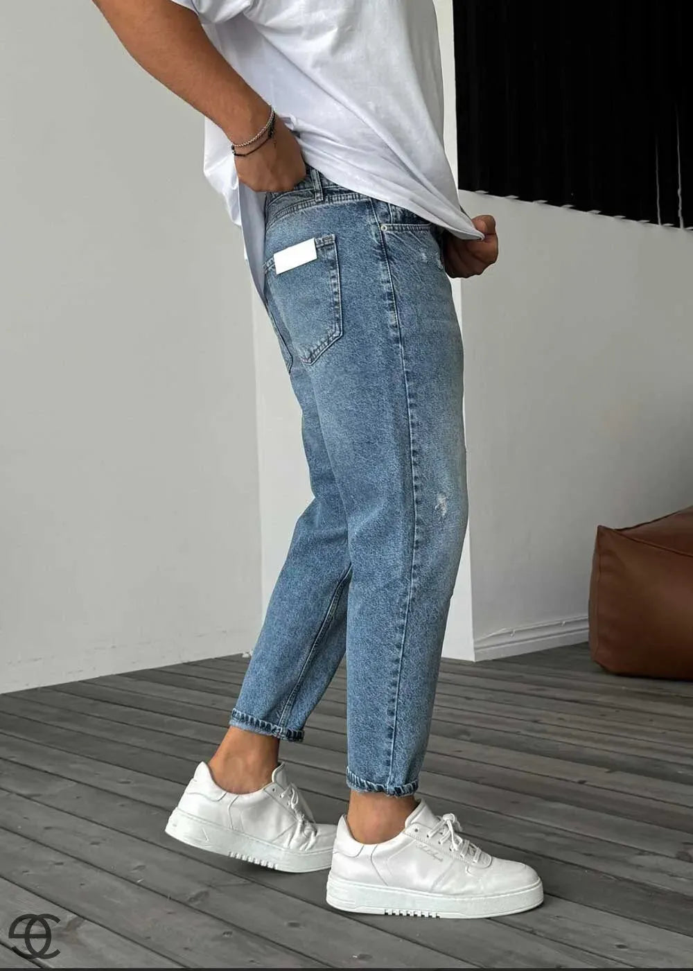 Παντελόνι Τζιν Loose Fit Με Μικρά Σκισίματα - Γαλάζιο – 7