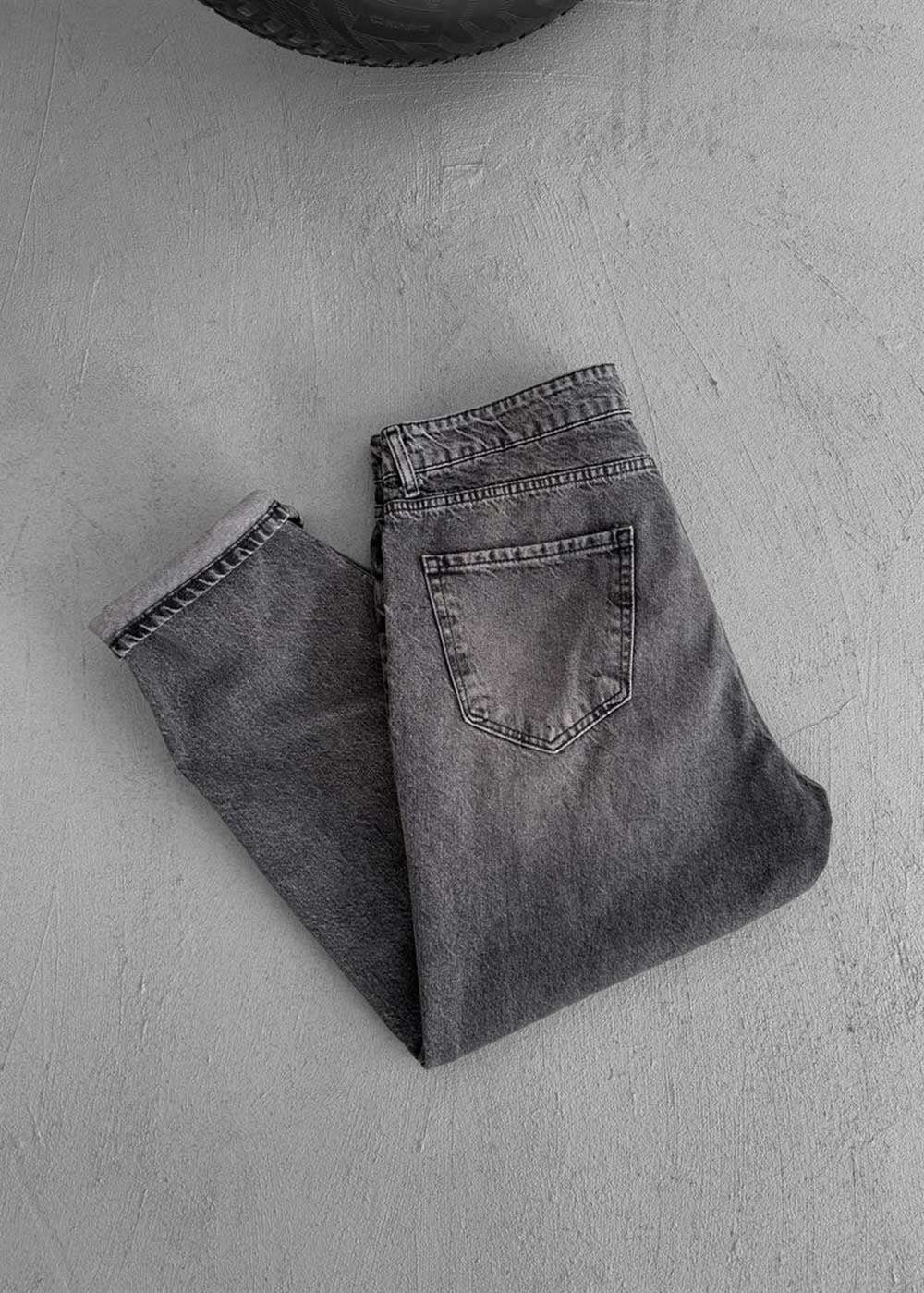 Παντελόνι Τζιν Loose Fit  Ξεβαμμένο Εφέ – Ανθρακί – 7