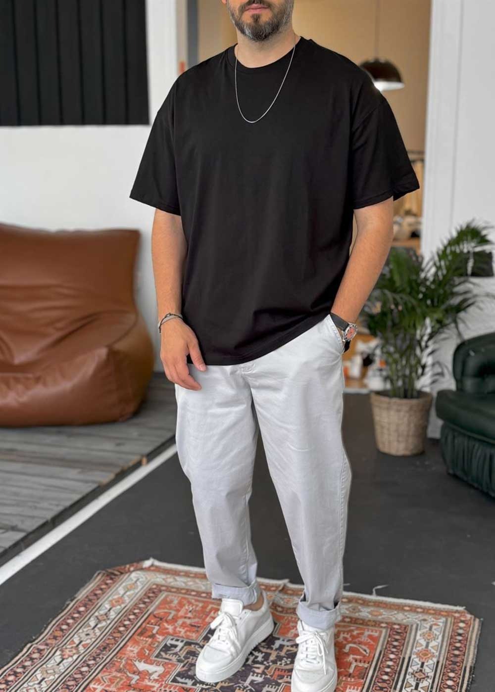 Basic Oversized T-Shirt – Μαύρο – 3