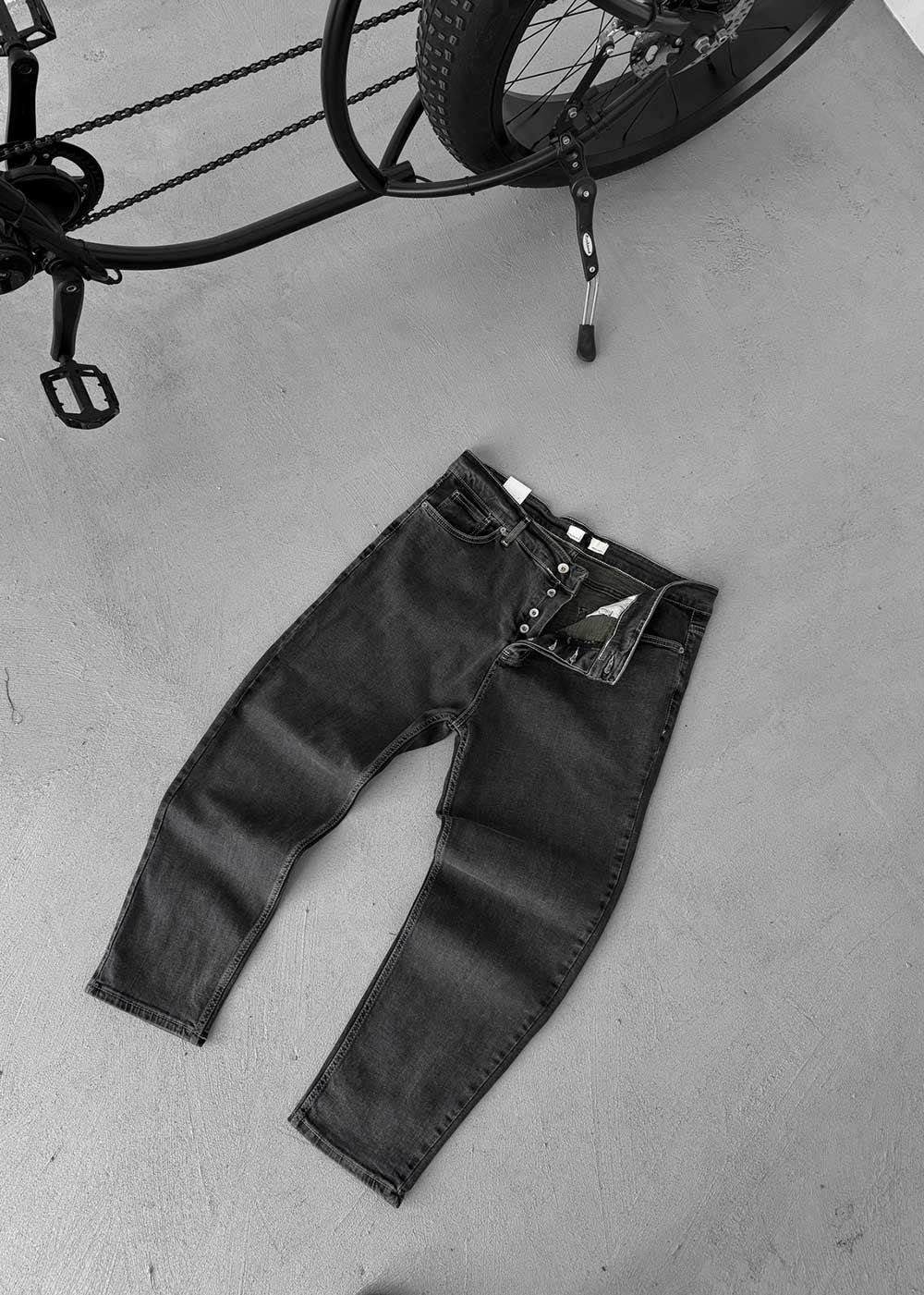 Παντελόνι Τζιν Loose Fit Με Ραφές Και Ελαστάν - Σκούρο Ανθρακί – 7