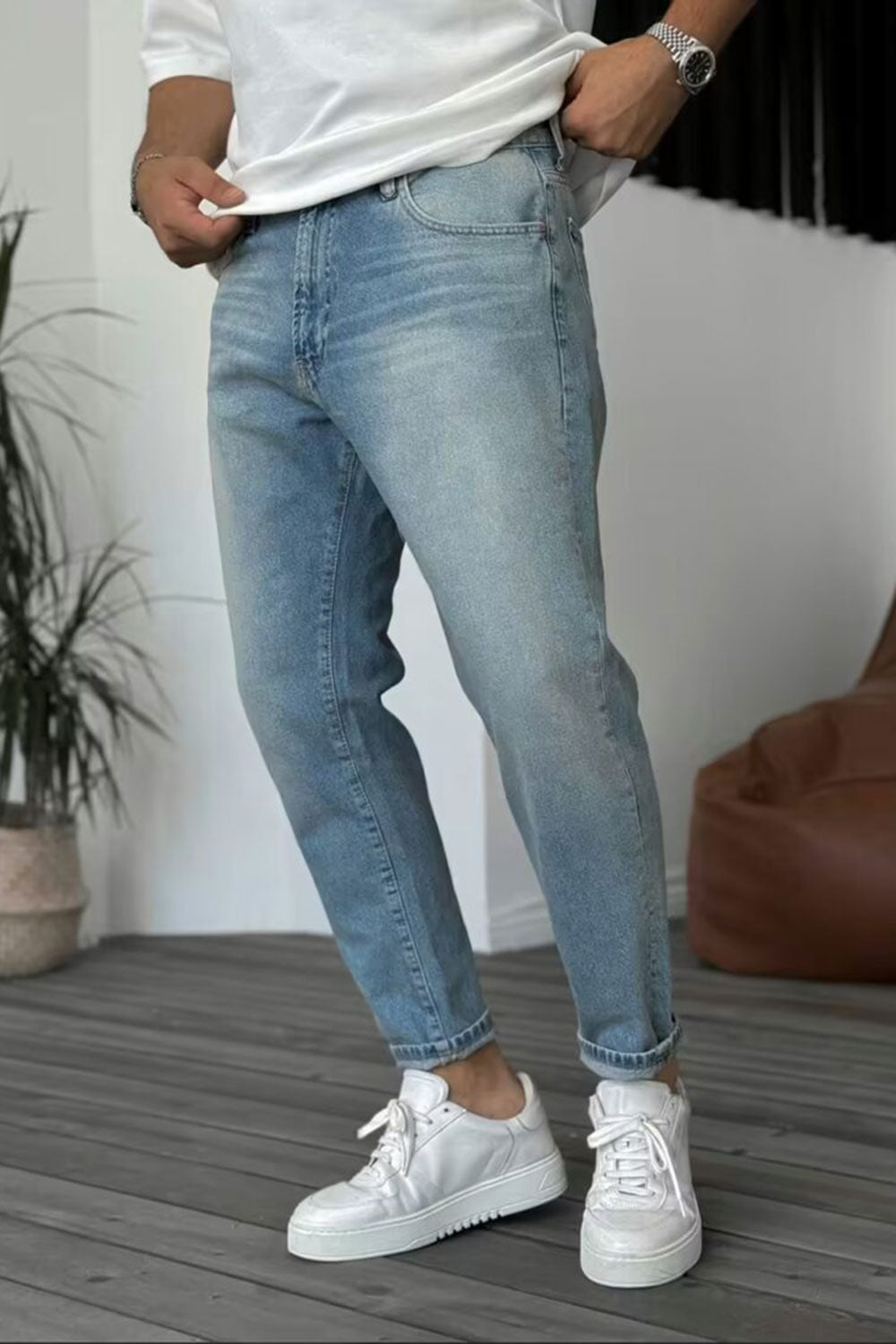 Παντελόνι Τζιν Loose Fit Πετροπλυμένο – Γαλάζιο