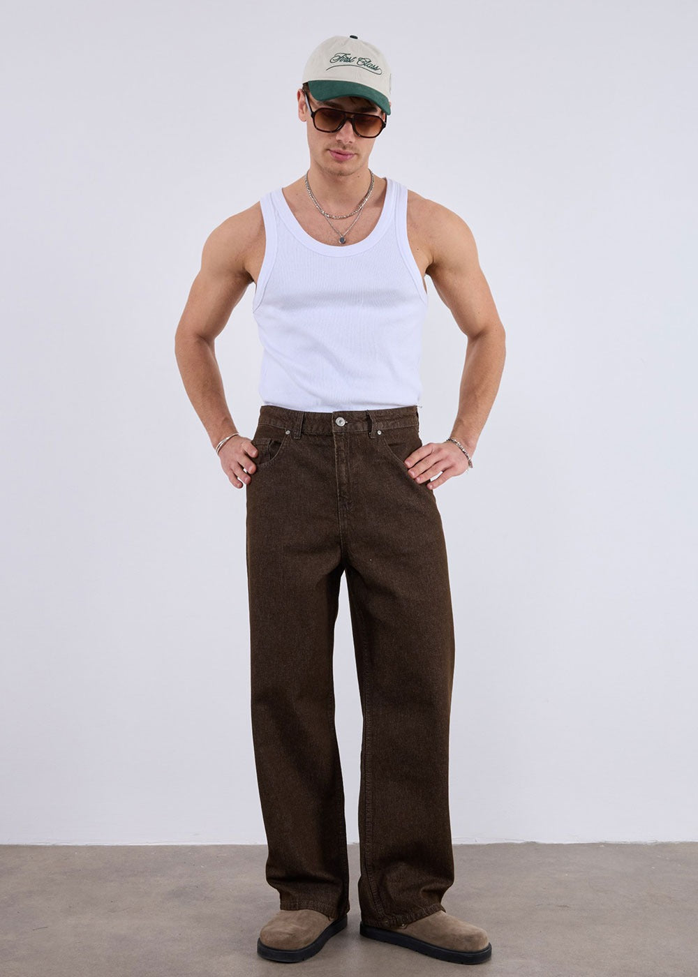 Relaxed Baggy Denim Παντελόνι – Καφέ – 8