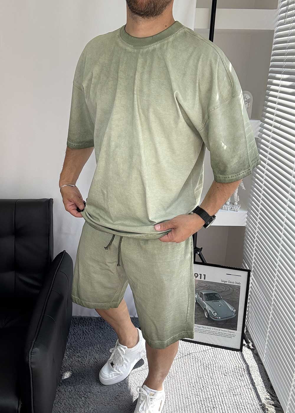 Basic Oversized Σετ Acid Wash – Ξεβαμμένο Πράσινο – 8