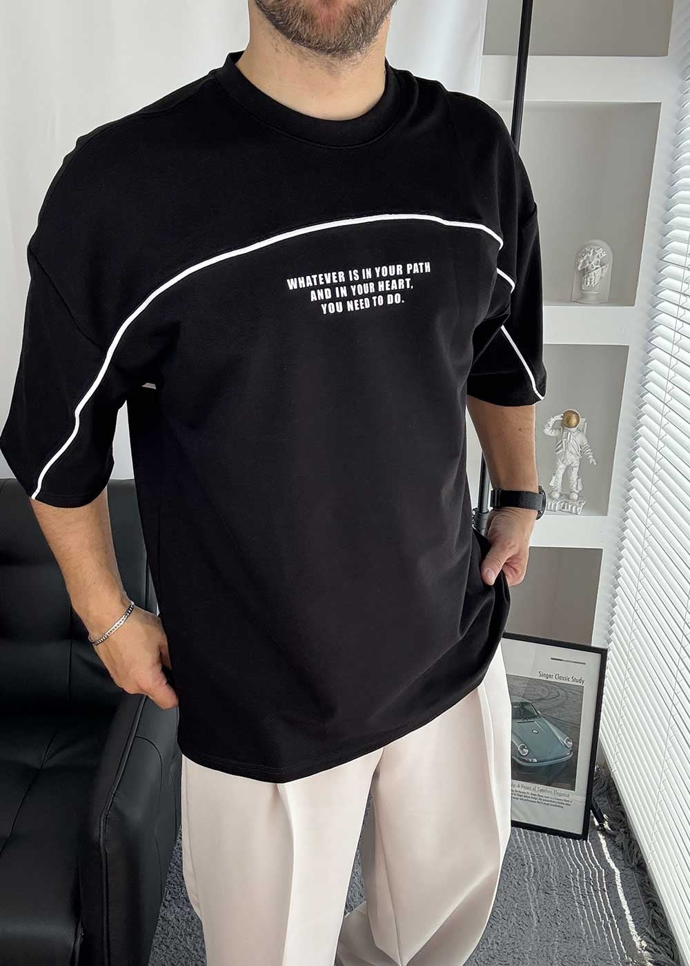 Walk this Path Oversized T-Shirt Ρέλι – Μαύρο – 4