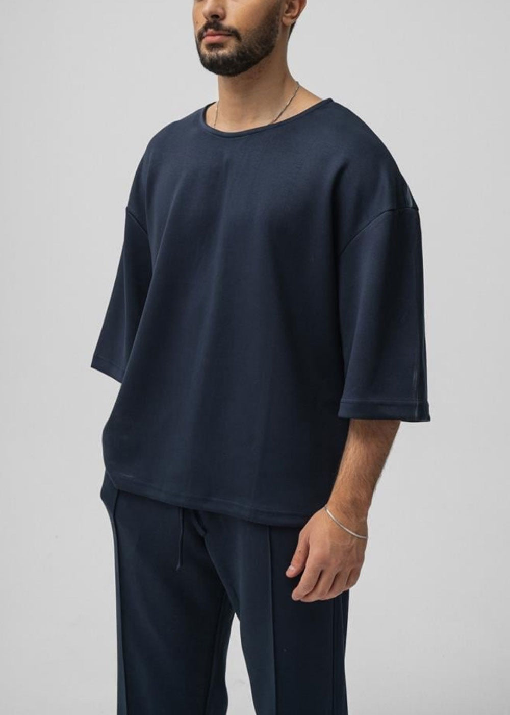 Minimal Co-Ord Set Jogger και 3/4 Μπλούζα με Ελαστικό Ύφασμα – Μπλε – 8