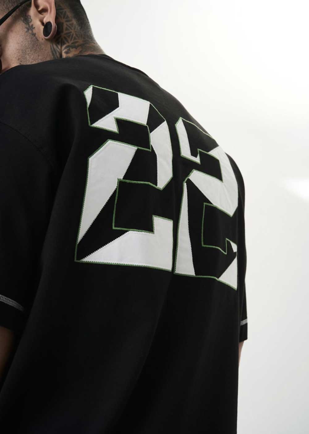 22 Oversized T-Shirt Με Ραφές - Μαύρο – 3