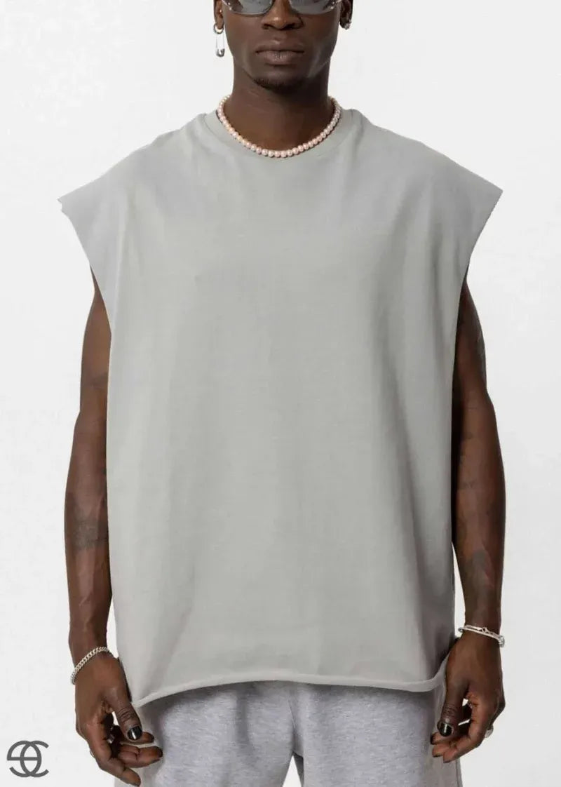 Basic Oversized Αμάνικο T-Shirt – Γκρι – 7