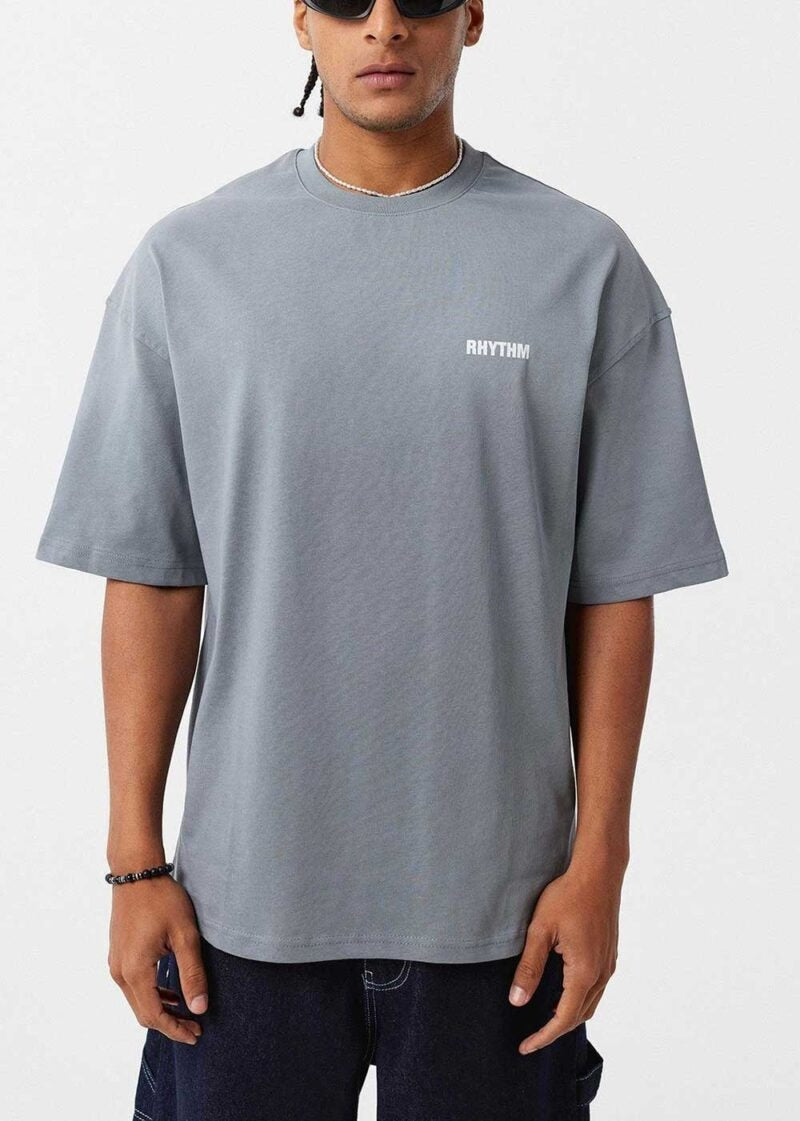 Rhythm Oversized T-Shirt σε Ξεβαμμένη Όψη – Σταχτί – 7