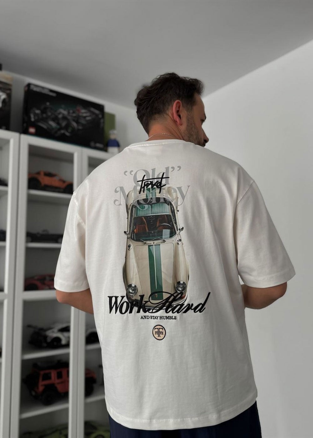 Oversized Old Money T-Shirt με Print Πλάτης – Λευκό – 8