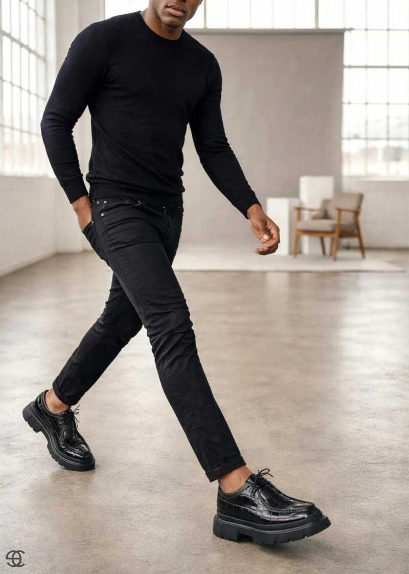Premium Croco Leather Sneaker – Μαύρο – 2