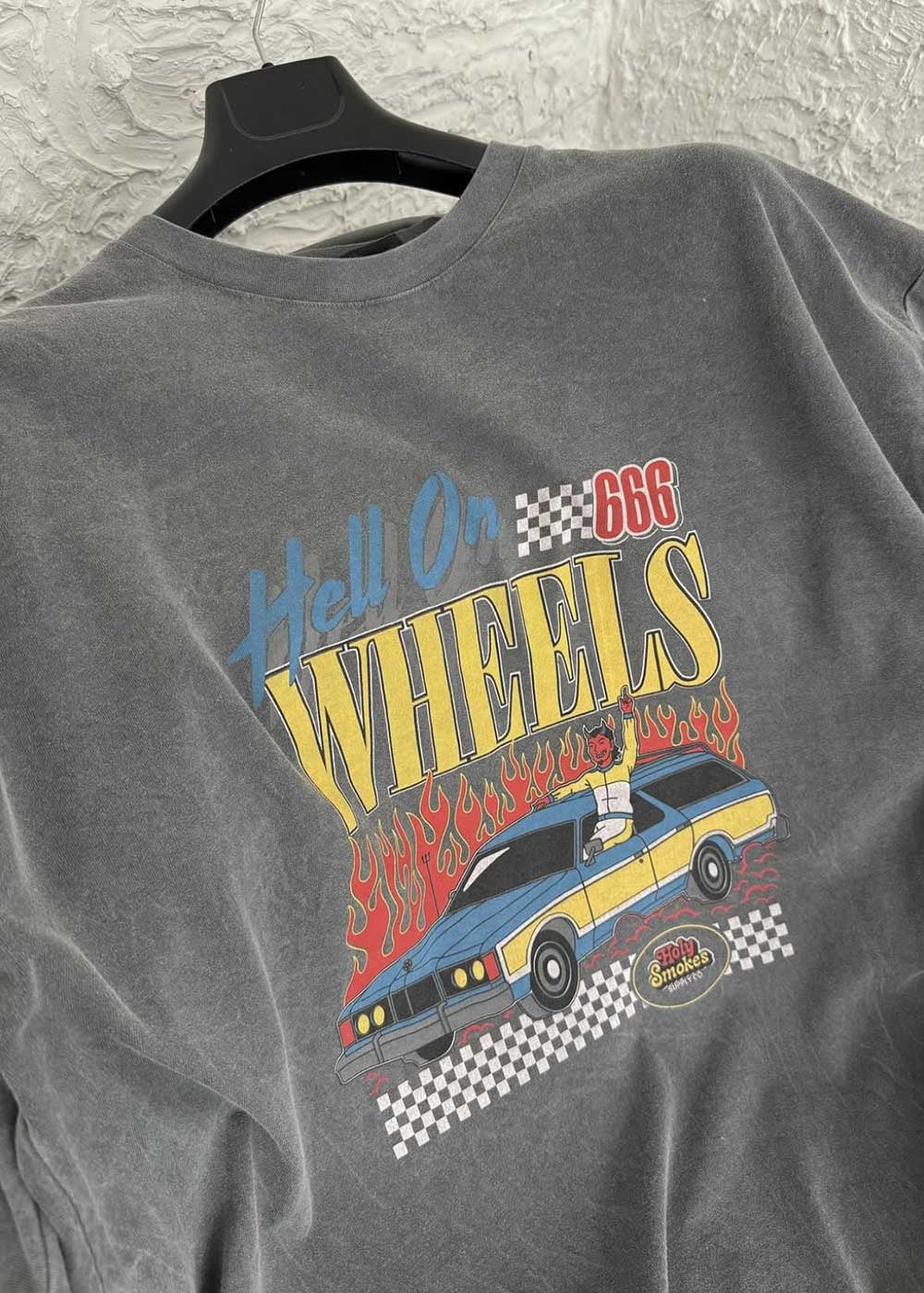 Hell On Wheels Oversize T-Shirt - Ξεβαμμένο Γκρι – 3