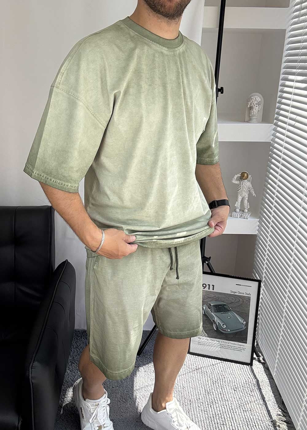 Basic Oversized Σετ Acid Wash – Ξεβαμμένο Πράσινο – 7