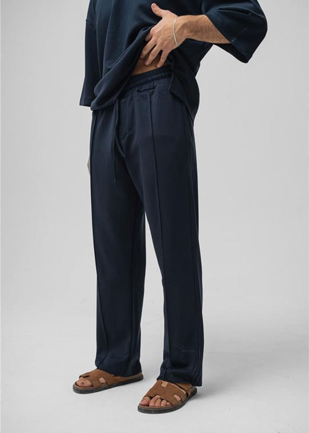 Minimal Co-Ord Set Jogger και 3/4 Μπλούζα με Ελαστικό Ύφασμα – Μπλε – 9