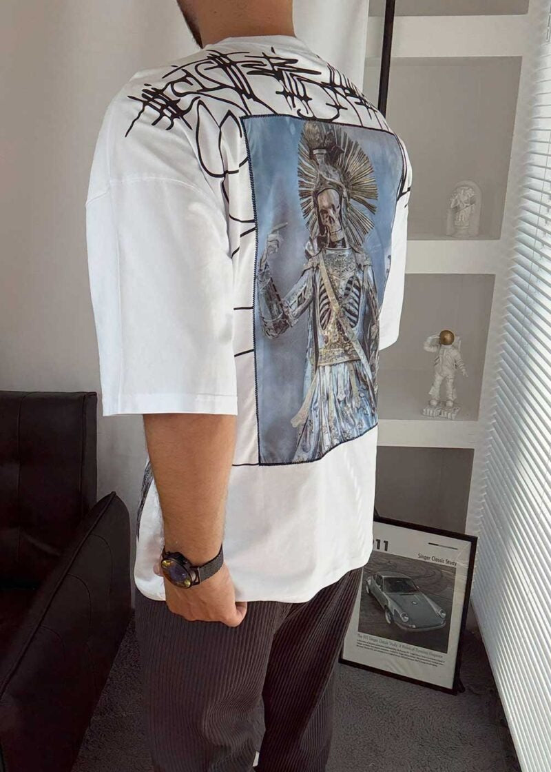 Calm Down Oversized T-Shirt – Λευκό – 4