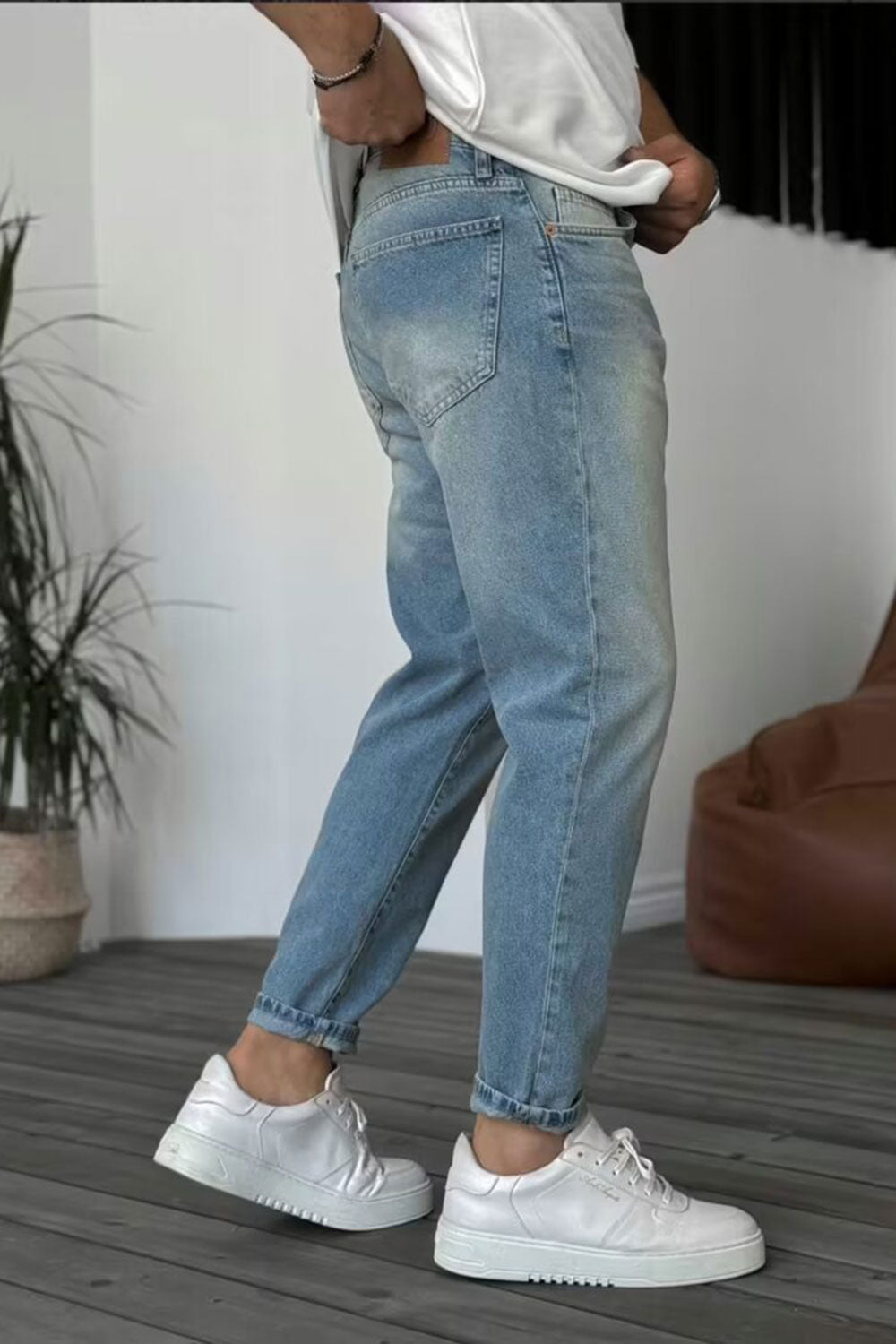 Παντελόνι Τζιν Loose Fit Πετροπλυμένο – Γαλάζιο