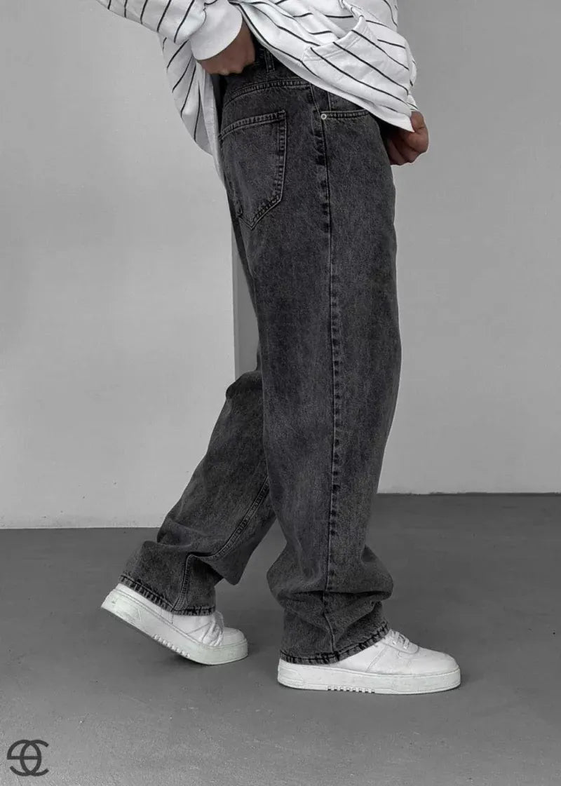 Baggy Relax Denim Τζιν Παντελόνι Με Ξεβαμμένο Εφέ – Ανθρακί – 3